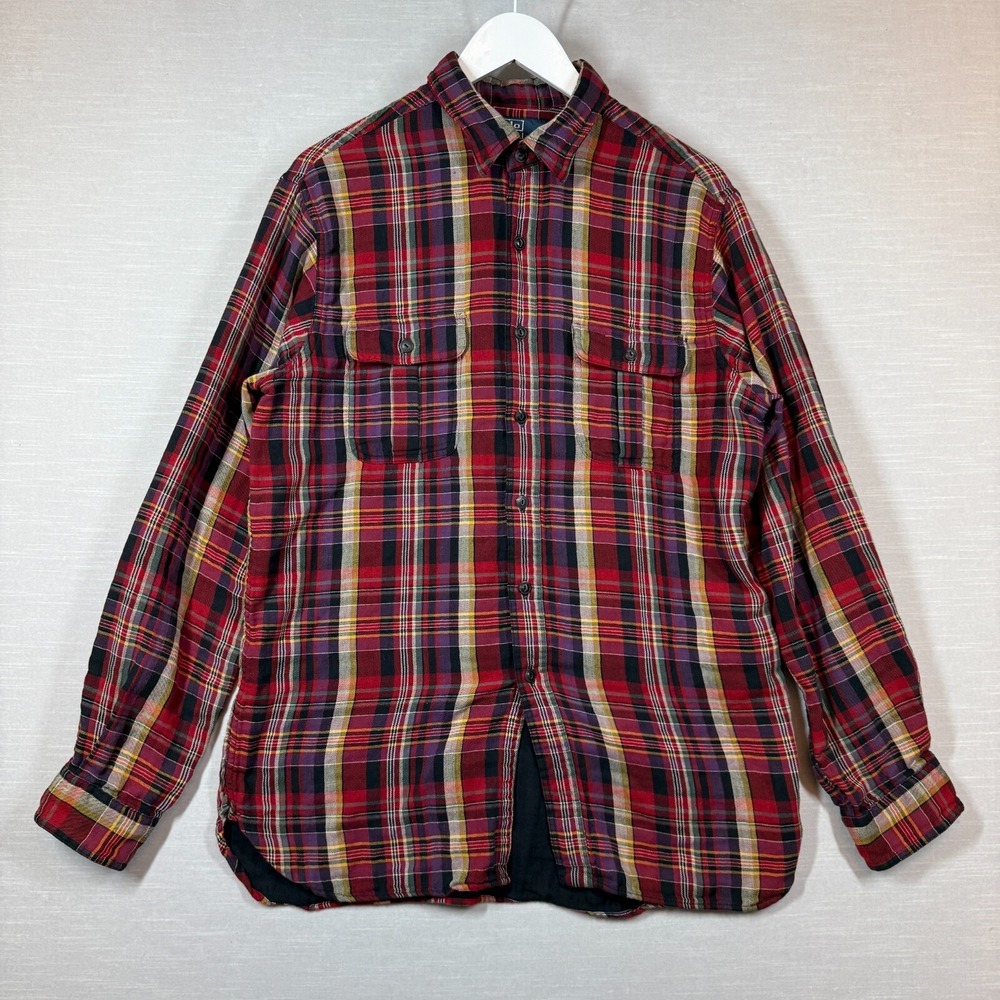 Polo Ralph Lauren Shirt Mens Large Red Plaid Button Down Casual Lined Workshirt